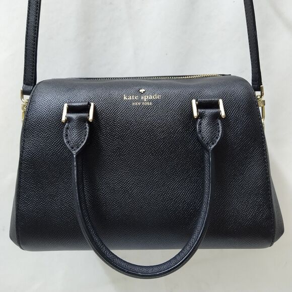 Kate Spade New York Black Leather Top Handle Zipper Closure Satchel Shoulder Bag - Picture 1 of 16